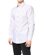 Dolce & Gabbana White Stripes Cotton GOLD Formal Dress Shirt