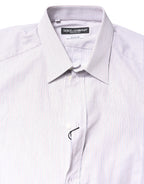 Dolce & Gabbana White Striped Cotton GOLD Long Sleeves Shirt