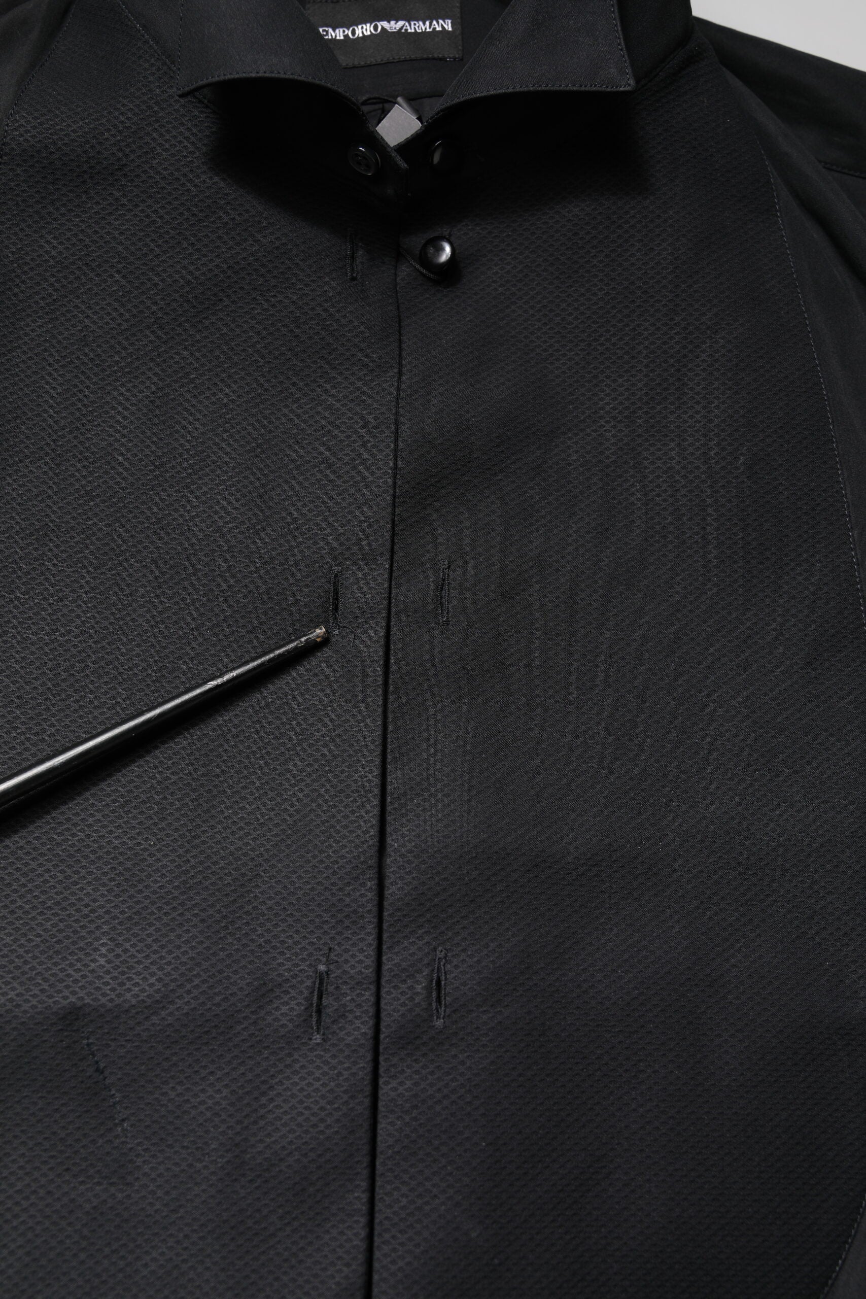 Emporio Armani Black Cotton Long Sleeves Formal Dress Shirt