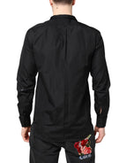 Emporio Armani Black Cotton Long Sleeves Men Formal Dress Shirt