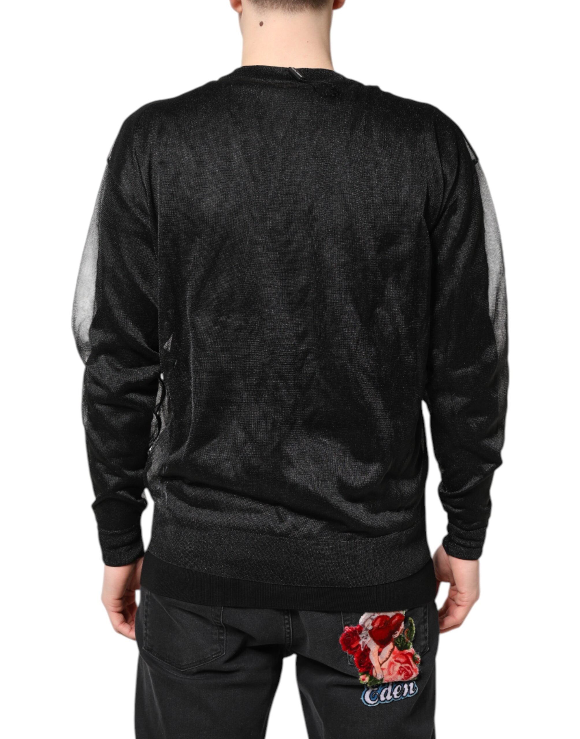 Dolce & Gabbana Black Logo Knitted Crewneck Pullover Sweater
