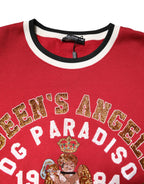 Dolce & Gabbana Red Sequin Knit Pullover Sweatshirt Sweater