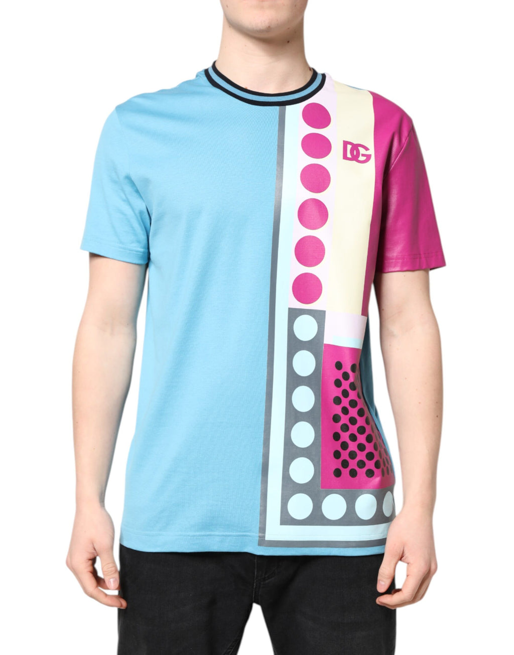 Dolce & Gabbana Multicolor Printed Logo Short Sleeve T-shirt