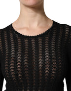 Dolce & Gabbana Black Cashmere Long Sleeves A-line Midi Dress