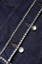 Dolce & Gabbana Blue Denim Cotton Crystal Embellished Jacket
