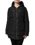 Dolce & Gabbana Black Puffer Hooded Zip Reversible Jacket