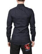 Dolce & Gabbana Dark Blue GOLD Cotton Dress Formal Shirt
