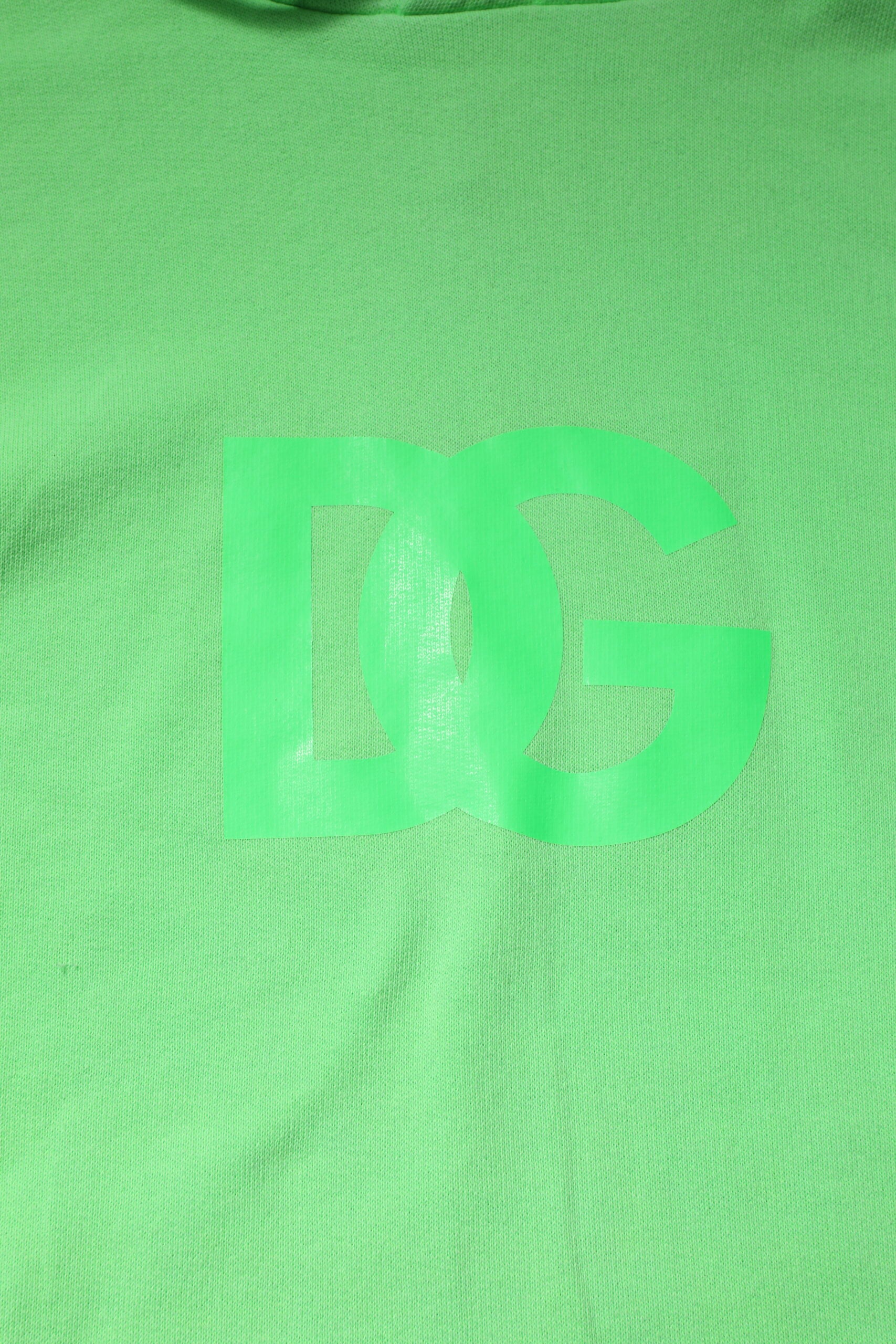 Dolce & Gabbana Green Cotton DG Logo Print Hooded Sweater