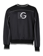 Dolce & Gabbana Black Logo Polyester Crew Neck Men Pullover Sweater