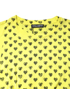Dolce & Gabbana Yellow Cotton DG Heart Print Crew Neck T-shirt