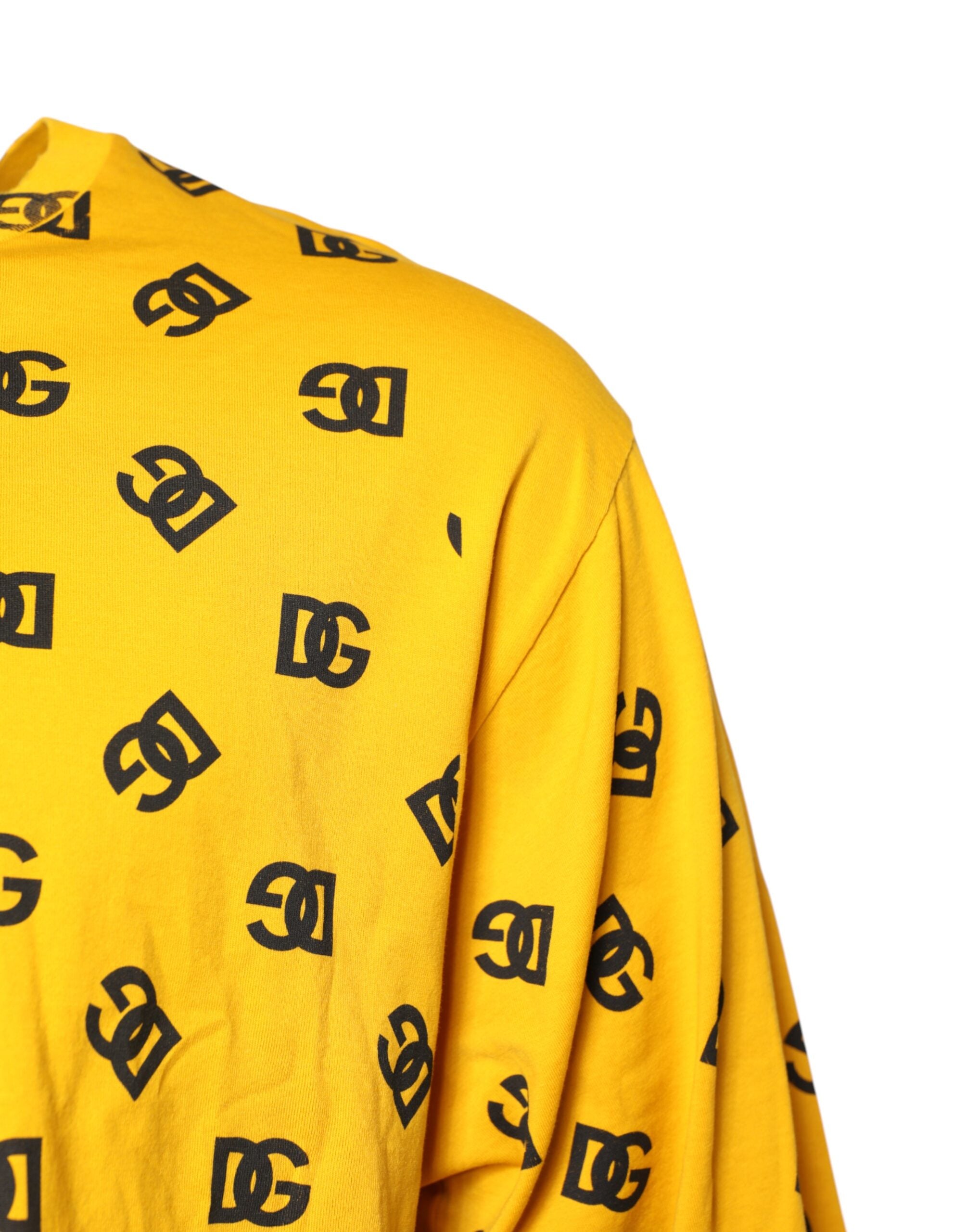 Dolce & Gabbana Yellow Cotton DG Logo Print Cropped T-shirt