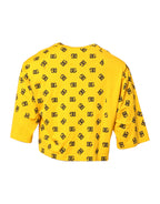 Dolce & Gabbana Yellow Cotton DG Logo Print Cropped T-shirt