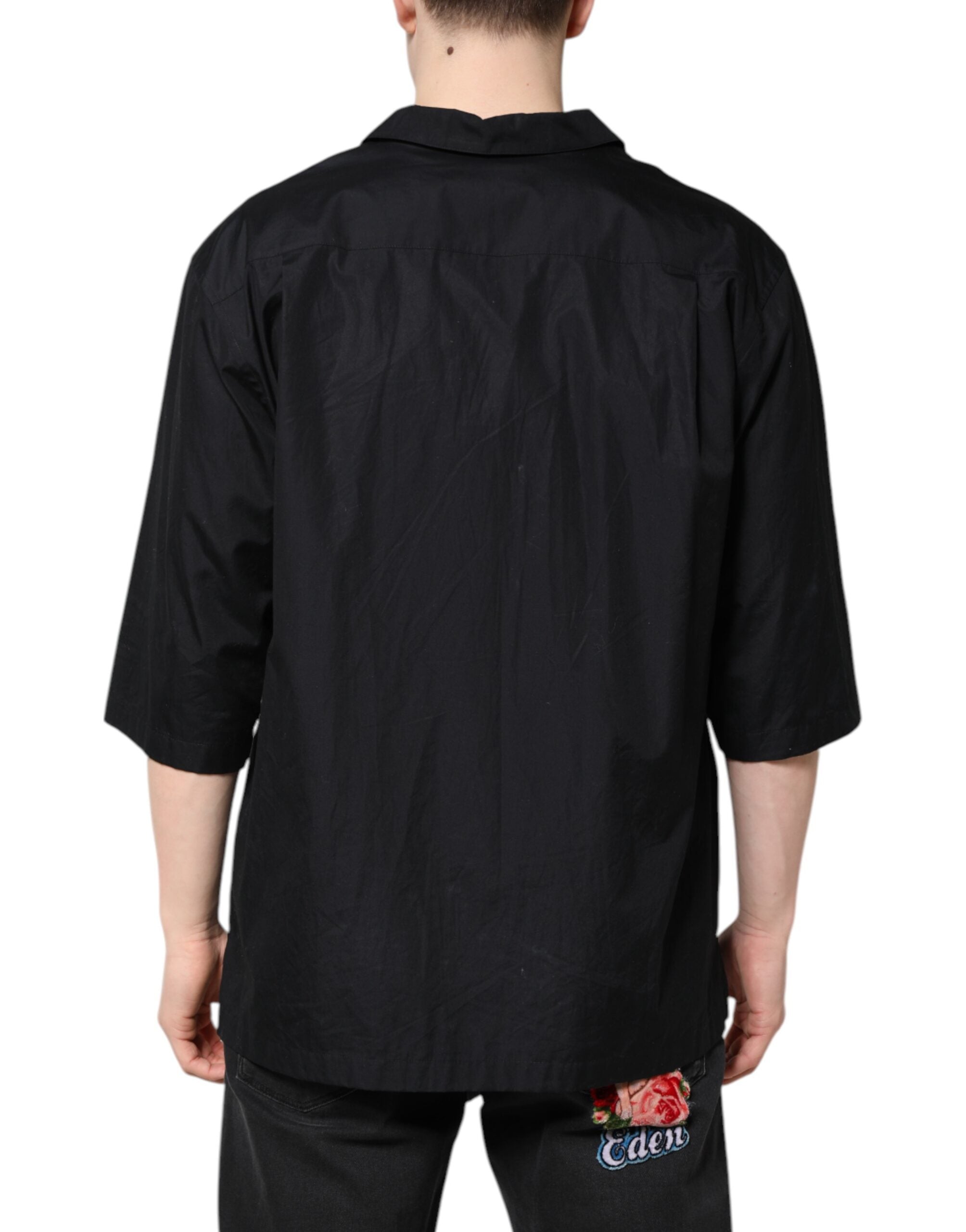 Dolce & Gabbana Black Short Sleeves Button Down Casual Shirt