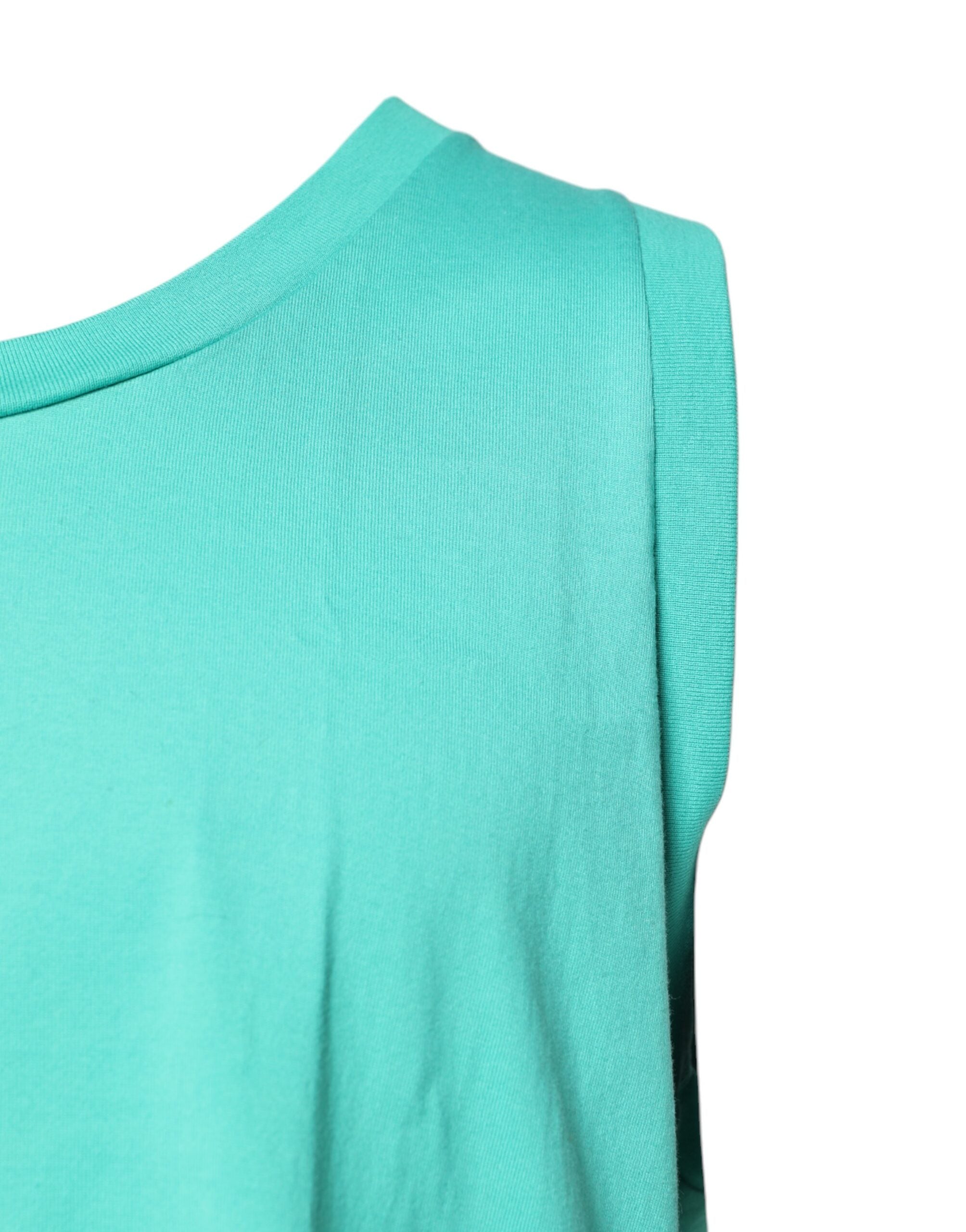 Dolce & Gabbana Green Sleeveless Logo Round Neck T-shirt