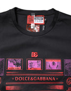 Dolce & Gabbana Black Cotton Graphic Print Crew Neck T-shirt