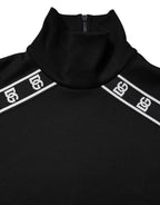 Dolce & Gabbana Black Cotton DG Print Turtleneck T-shirt