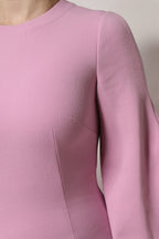 Dolce & Gabbana Pink Polyester Long Sleeves Sheath Mini Dress