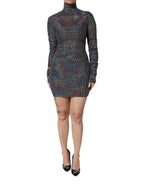 Dolce & Gabbana Black Embellished Nylon Bodycon Mini Dress