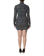 Dolce & Gabbana Black Embellished Nylon Bodycon Mini Dress