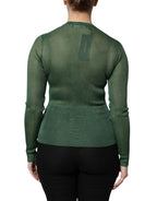 Dolce & Gabbana Green Polyester Long Sleeves Cardigan Sweater