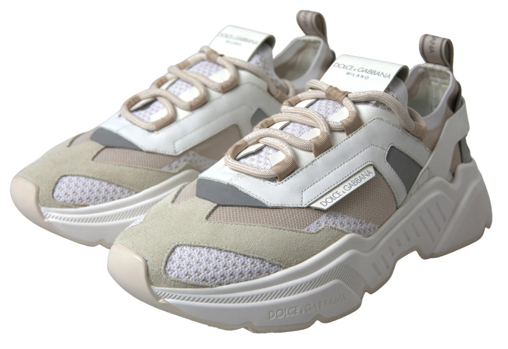Dolce & Gabbana Sneakers White Beige Leather Sport DAYMASTER Shoes