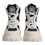 Dolce & Gabbana White Padded Mid Calf Lace Up Boots Shoes