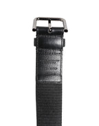 Dolce & Gabbana Black Blue DG Logo Silver Metal Buckle Belt