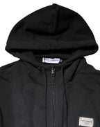 Dolce & Gabbana Black Logo Full Zip Hooded Men Sweatshirt Sweater