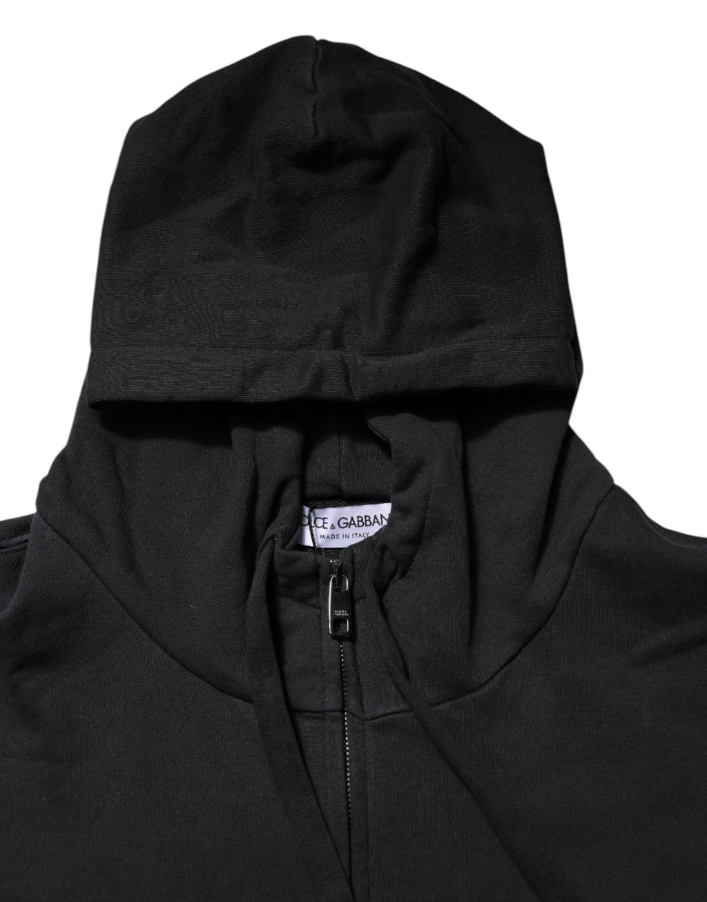 Dolce & Gabbana Black Logo Full Zip Hooded Men Sweatshirt Sweater