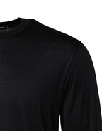 Dolce & Gabbana Dark Blue Silk Crew Neck Men Pullover Sweater