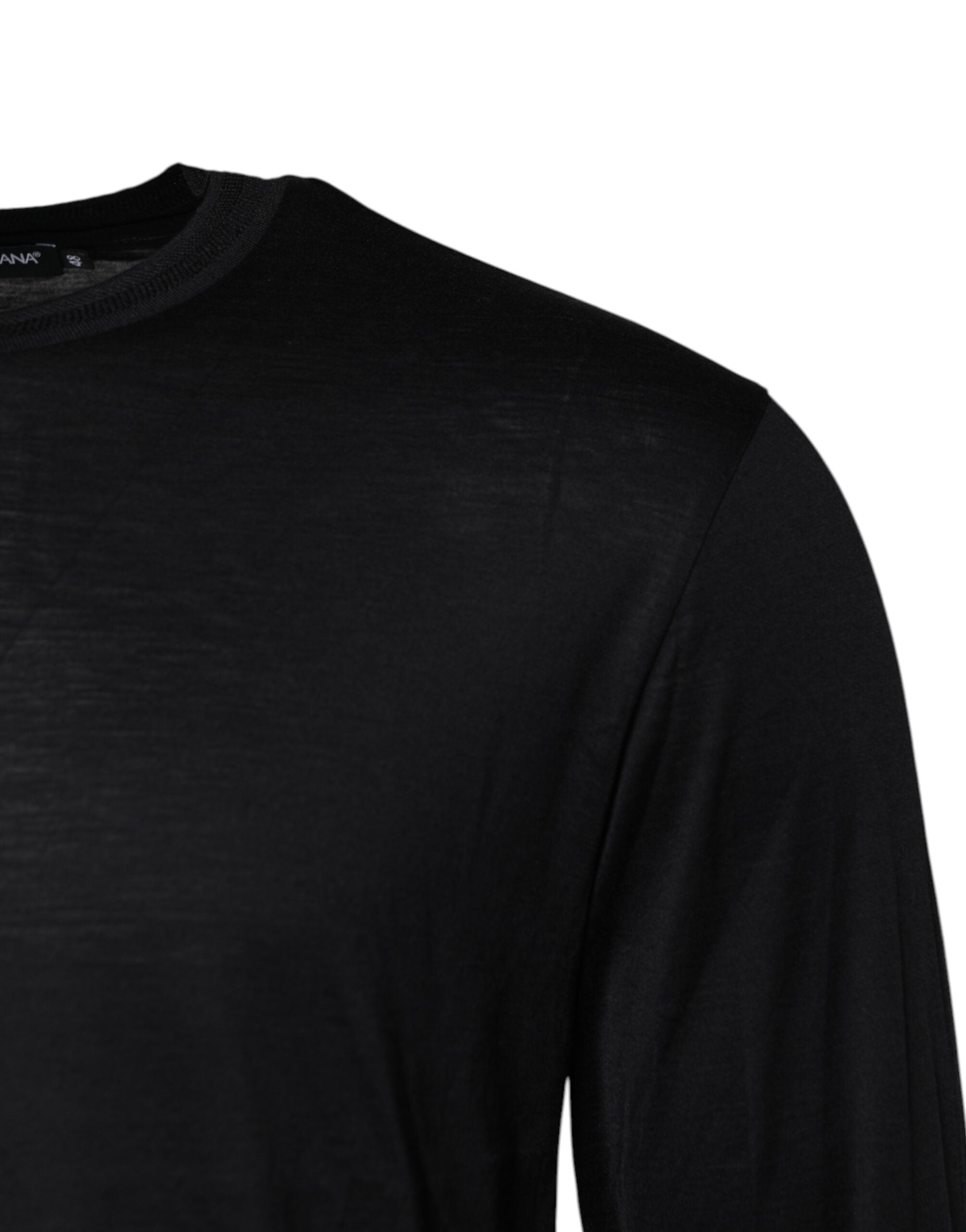 Dolce & Gabbana Dark Blue Silk Crew Neck Men Pullover Sweater