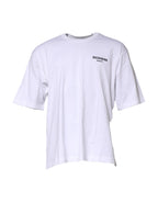 Dolce & Gabbana White Cotton Logo Print Crew Neck T-shirt