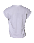 Dolce & Gabbana White Logo Embroidery Round Neck T-shirt