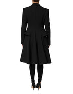 Les Hommes Black Polyester Single Breasted Trench Coat Jacket