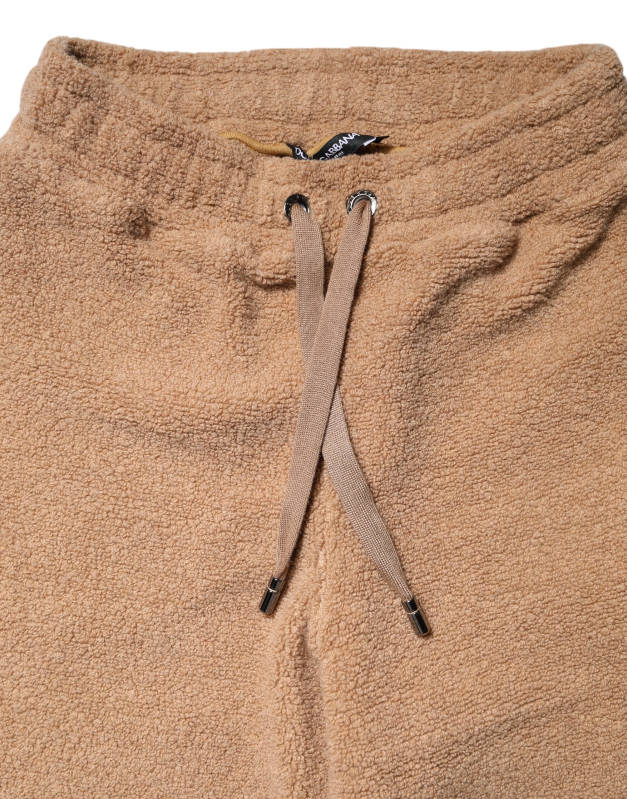 Dolce & Gabbana Brown Logo Plaque Sweatpants Straight Pants