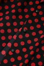 Dolce & Gabbana Black Red Polka Dot Silk Long Sleeves Top