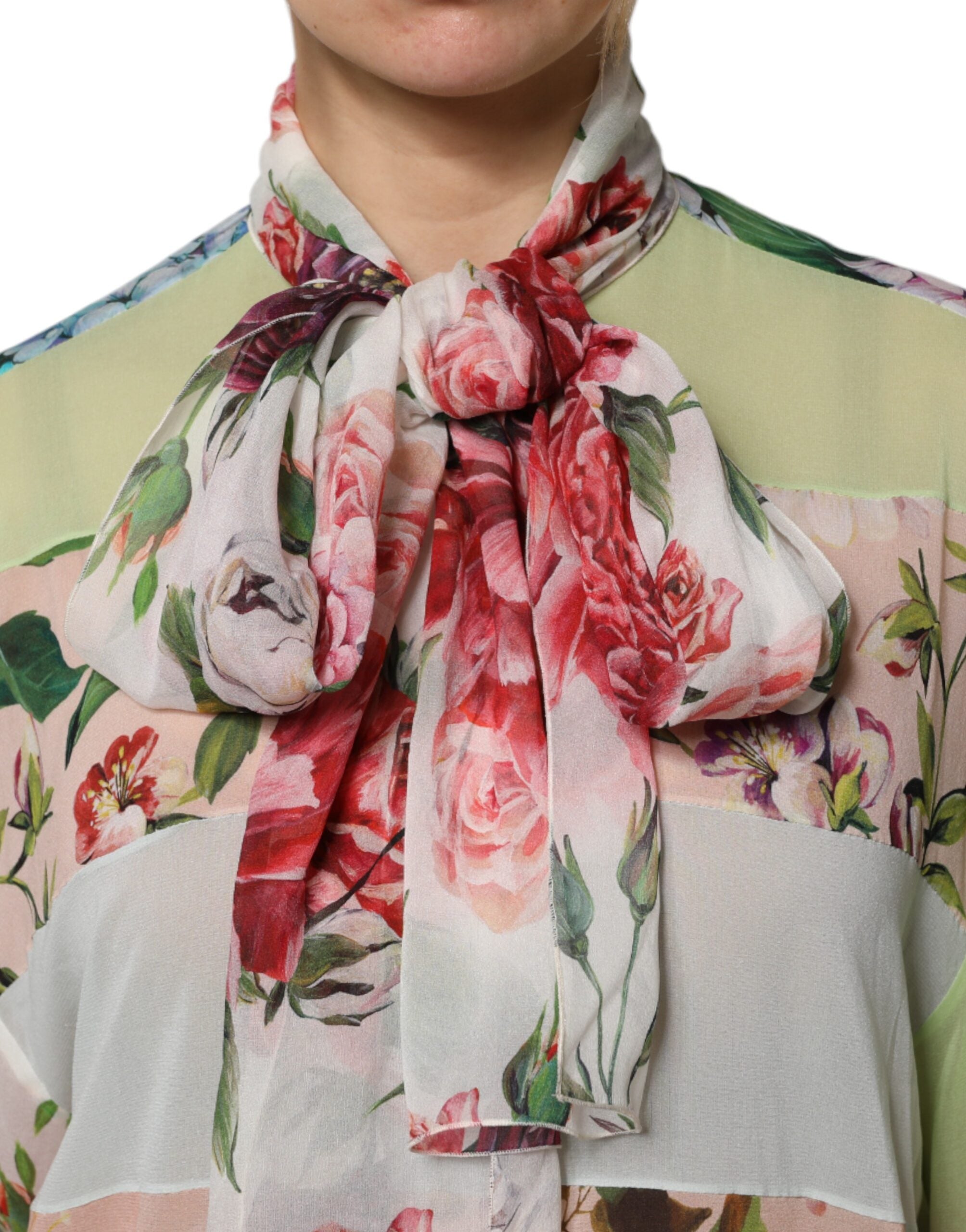 Dolce & Gabbana Multicolor Floral Patchwork Long Sleeves Top