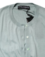 Dolce & Gabbana Light Green Silk Button Down Cardigan Sweater