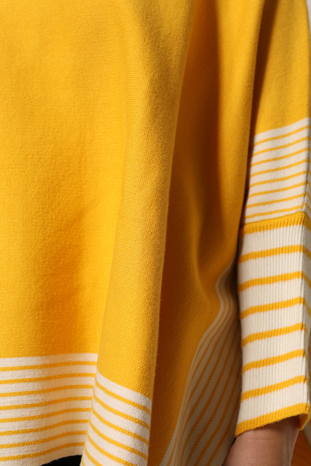 SIGNS Yellow Stripe Long Sleeve Overcoat Pullover Sweater