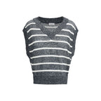 Brunello Cucinelli Blue Linen Sleeveles Sweater