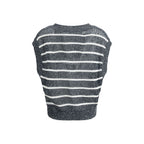 Brunello Cucinelli Blue Linen Sleeveles Sweater