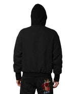Dolce & Gabbana Black DG Logo Plaque Hooded Bomber Jacket