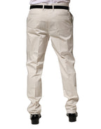 Dolce & Gabbana White Cotton Dress Slim Formal Pants