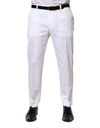 Dolce & Gabbana White Cotton Dress Slim Formal Pants