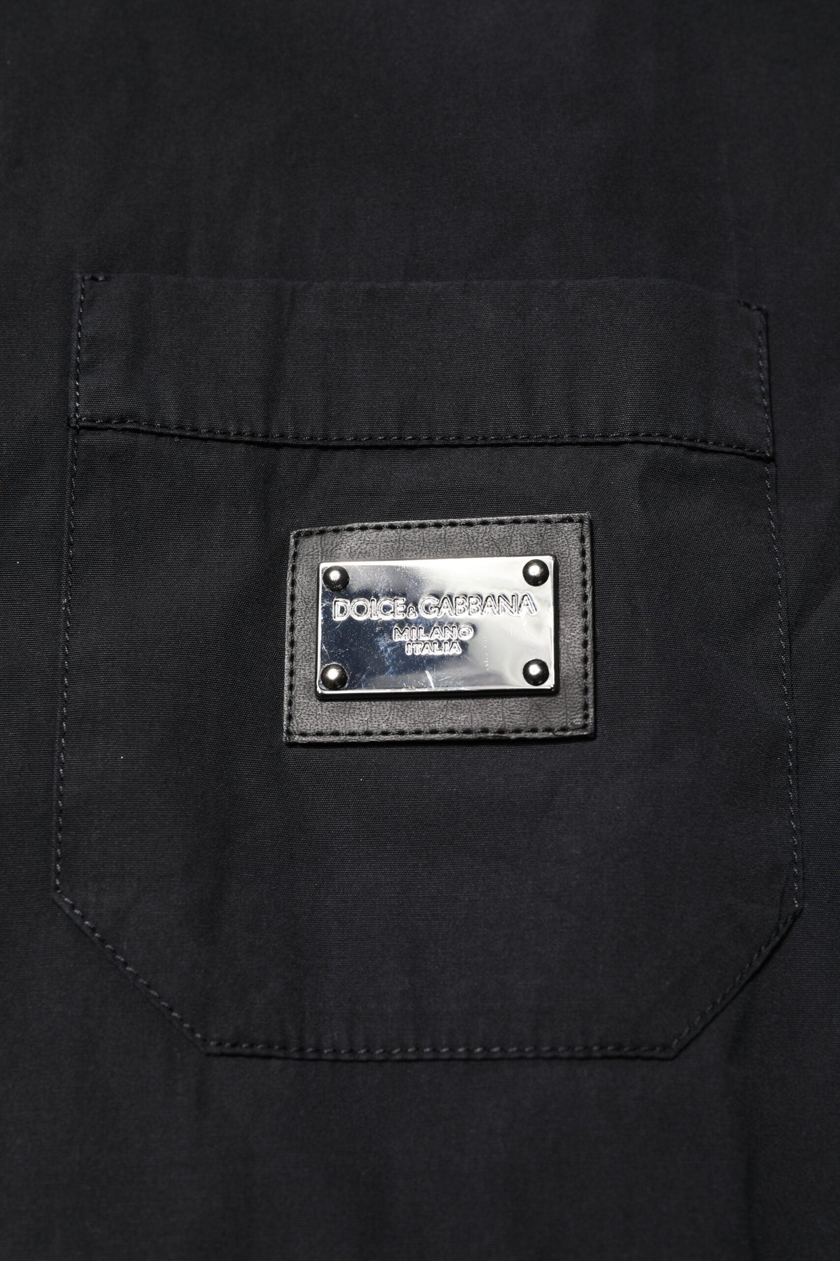 Dolce & Gabbana Black Cotton Short Sleeve Buttoned Casual Shirt