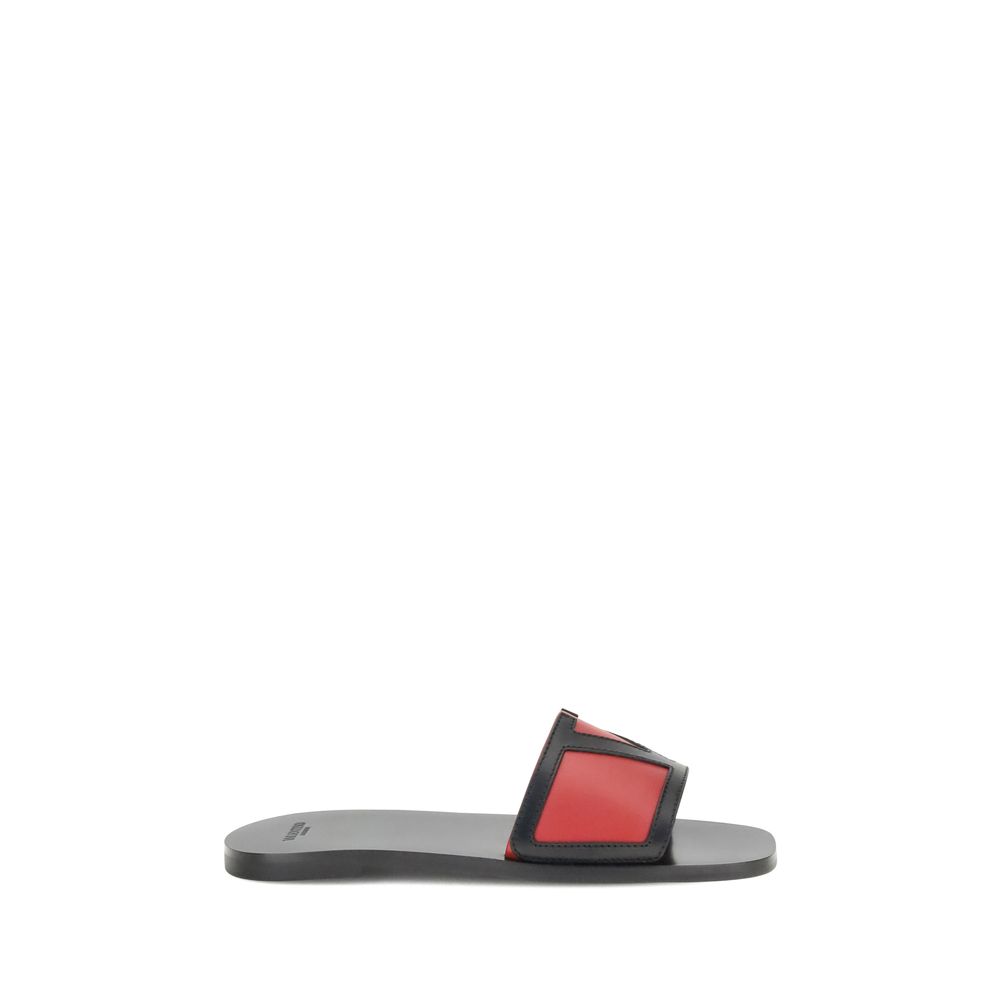 Valentino Garavani Multicolor Calf Leather Bos Taurus Flat Sandals