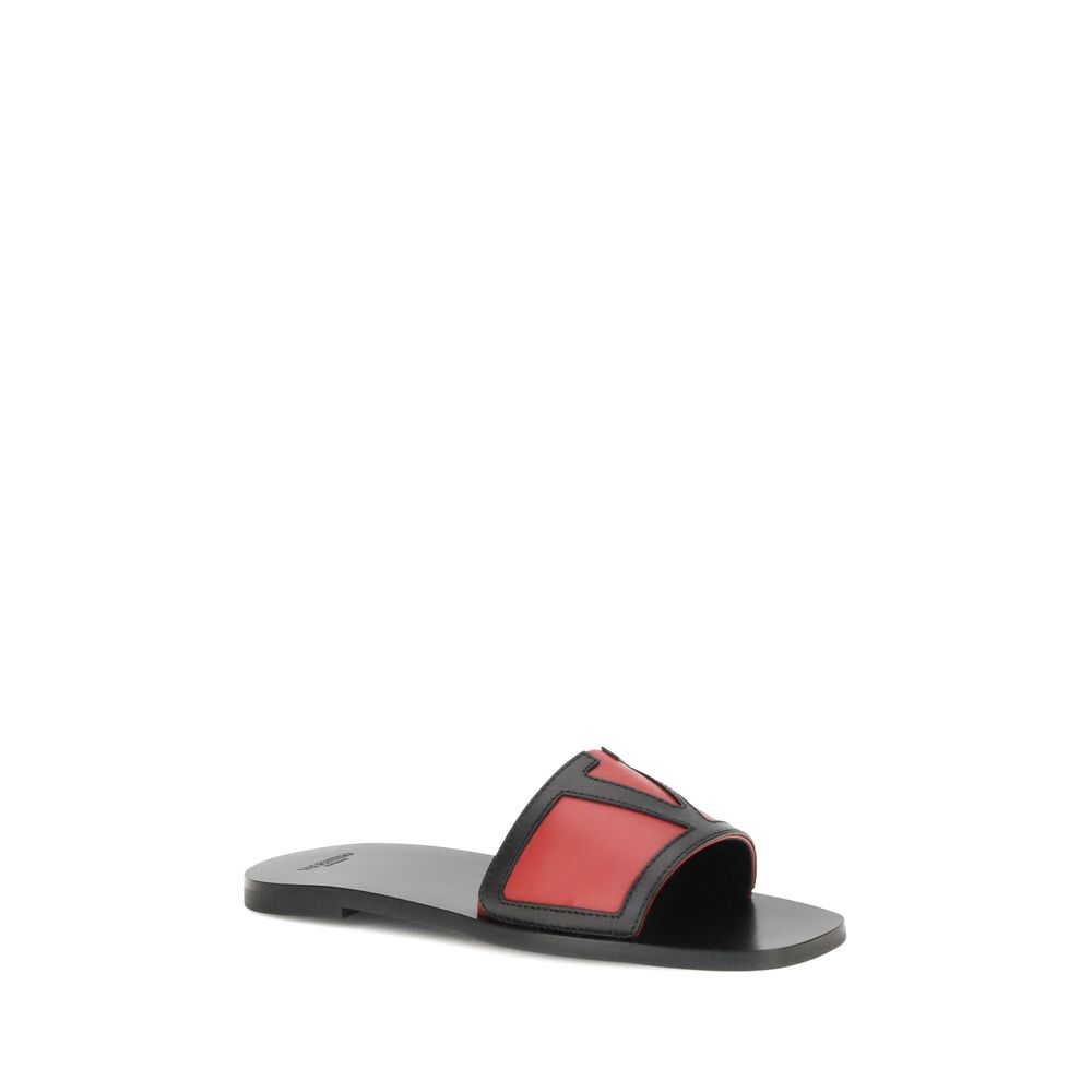 Valentino Garavani Multicolor Calf Leather Bos Taurus Flat Sandals