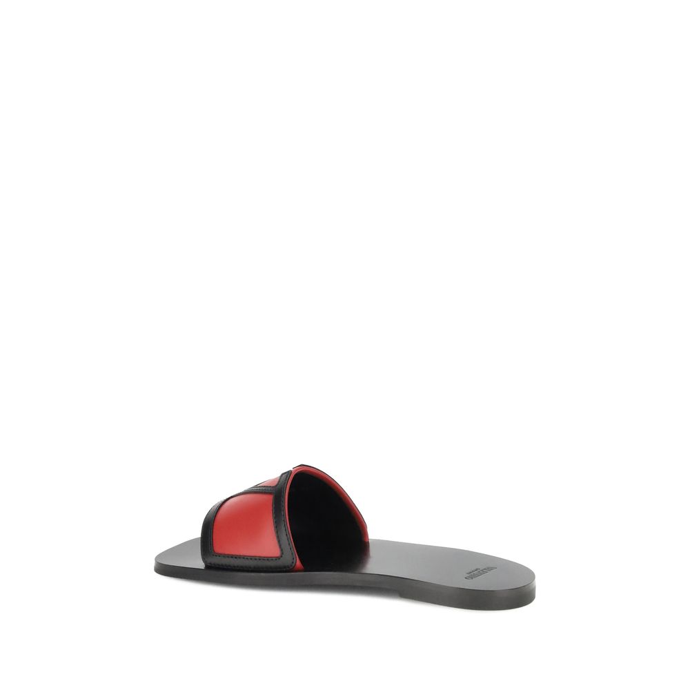 Valentino Garavani Multicolor Calf Leather Bos Taurus Flat Sandals