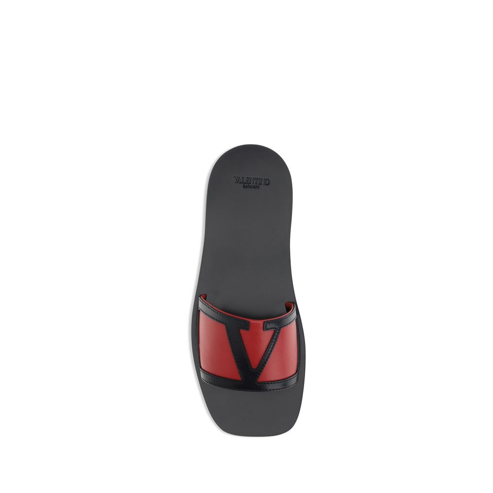 Valentino Garavani Multicolor Calf Leather Bos Taurus Flat Sandals