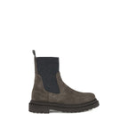 Brunello Cucinelli Brown Calf Leather Bos Taurus Ankle Boots